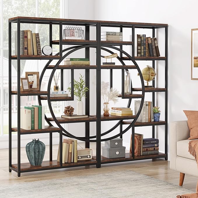 Tribesigns Bookshelf, Industrial 5 Tier Etagere Bookcase, Freestanding Tall Bookshelves Display Shelf Storage Organizer with 9-Open Storage Shelf for Living Room, Bedroom