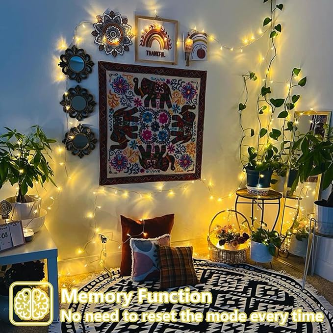 QITONG 165ft 500 LED Warm White String Lights Outdoor Waterproof, Clear Wire Christmas Light Plug-in, 8 Modes Christmas Tree Light Indoor