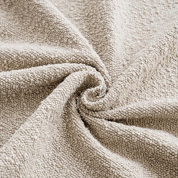 Foindtower Pack of 2 Textured Boucle Throw Pillow Covers Accent Solid Pillow Cases Cozy Soft Decorative Couch Cushion Case for Chair Sofa Bedroom Living Room Home Decor, 18 x 18 Inch,Oatmeal