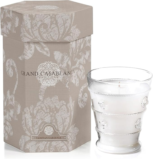 Zodax Grand Casablanca Glass Jar Scented Candle Trio for Home Decor - Ideal for Kitchen and Bathroom - Makes a Great Gift for Women and Men - Tahitian Gardenia - 8.3 Oz.