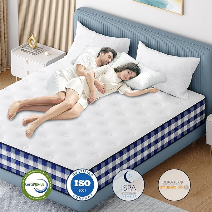 Queen Mattress 10 Inch, Memory Foam Mattress with Pocket Spring, Soft & Comfortable Medium Firm, Motion Isolation, Pressure Relief, CertiPUR-US Certified (80"*60"*10")