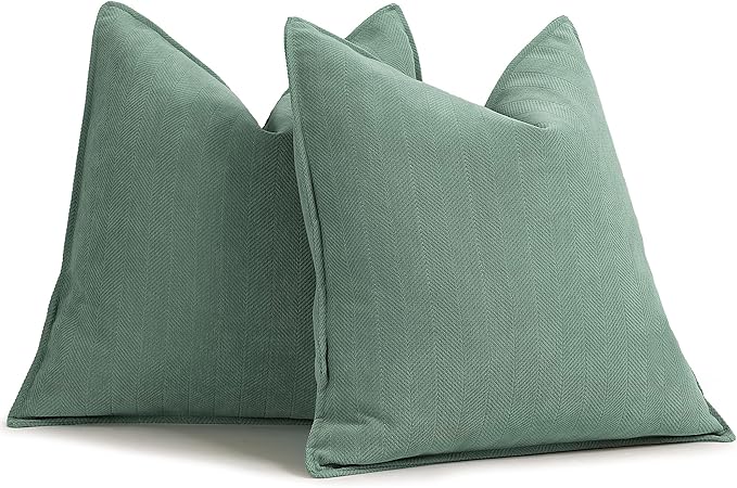 ZWJD Dusty Green Pillow Covers 26x26 Set of 2 Chenille Throw Pillow Covers with Elegant Design Soft and Luxurious Decorative Throw Pillows for Couch, Bed, and Home Decor
