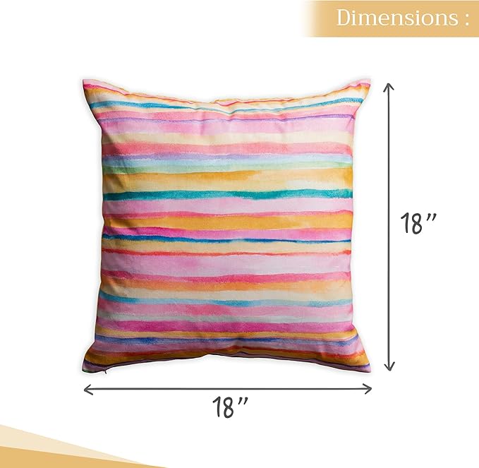 Maison d' Hermine Decorative Pillow Covers 18 x 18 Inch Square 100% Cotton Throw Pillow Covers with Invisible Zipper for Living Room Couch, Chair, Sofas, Bedroom, Home (Hesperides - Bayadere)