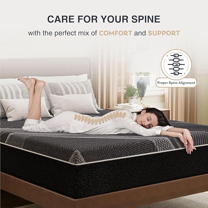 King Mattress 12 Inch Charcoal Memory Foam in a Box, CertiPUR-US Certified, Fiberglass Free, Gel Double Mattress, Made in The USA of US Foam, 80" × 76" × 12", Medium