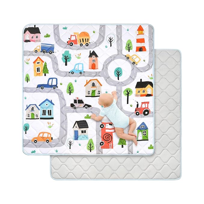 Baby Play Mat for Floor 50 * 50 inch, Extra Thick Soft Cushioning Foam Mat for Kids, Non Slip & Washable Crawling Mat for Toddler, Padded Play Mat for Baby Tummy Time