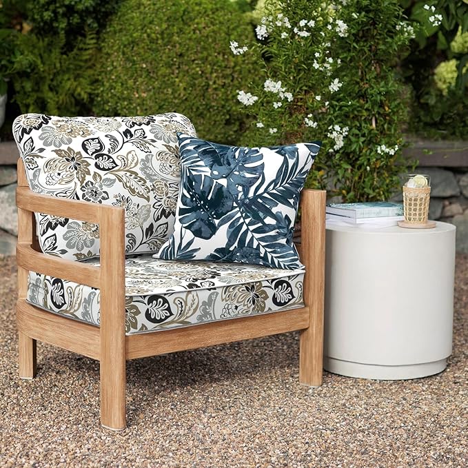 Outdoor Deep Seat Cushions Set 24 x 24 Inch for Patio Furniture,Water Resistant Chair Cushions Replacement Includes Seat Cushion & Back Pillow for Couch Sofa, Wicker Chair - Dailey Tan