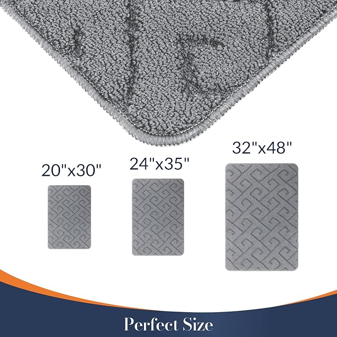 Walensee Indoor Doormat, Front Door Mat for Entrance (24"x35"Light Grey) Machine Washable Entryway Rug, Non Slip Trapper Door Rugs Absorbent Dirt Low Profile Shoes Scraper Inside Floor Mats
