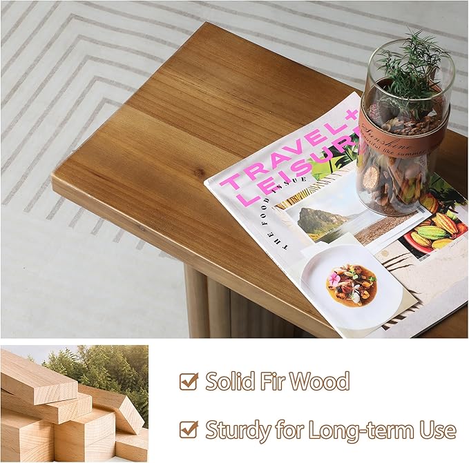 Solid Wood Entryway Bench - 31.5" Fluted Farmhouse Small Bench Indoor Dining Benches Seat Narrow for Entry Way, Kitchen, Living Room and Bedroom, Brown