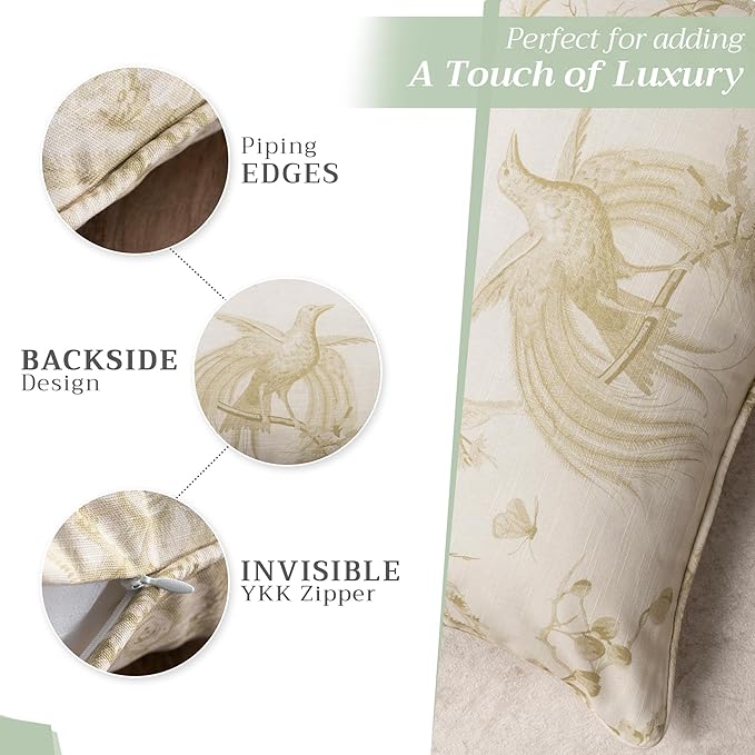 Maison d' Hermine Decorative Pillow Covers 20x20 Inch Square 100% Cotton Throw Pillow Covers with Invisible Zipper Cushion Case for Living Room Couch, Chair, Sofas, Bedroom, Home (Paradise - Sage)