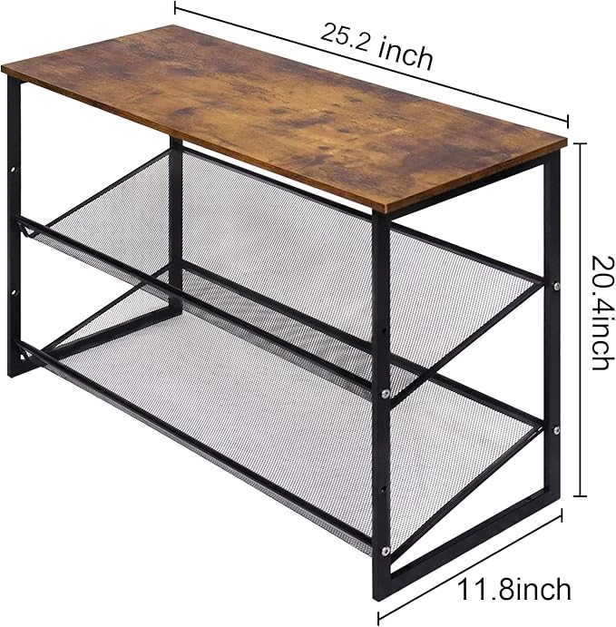 Garden 4 you 3-Tier Tilting Adjustable Freestanding Shoe Rack 6-Pairs 25.2 in Length for Durability and Stability for Entryways, Hallways, Closets, Dormitory Rooms, and Industries，Brown