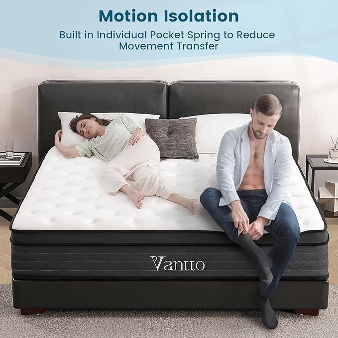 Full Size Mattress, 12 Inch Memory Foam Hybrid Mattress in a Box with Pocket Springs for Motion Isolation Pressure Relief, 100 Nights Trial, CertiPUR-US