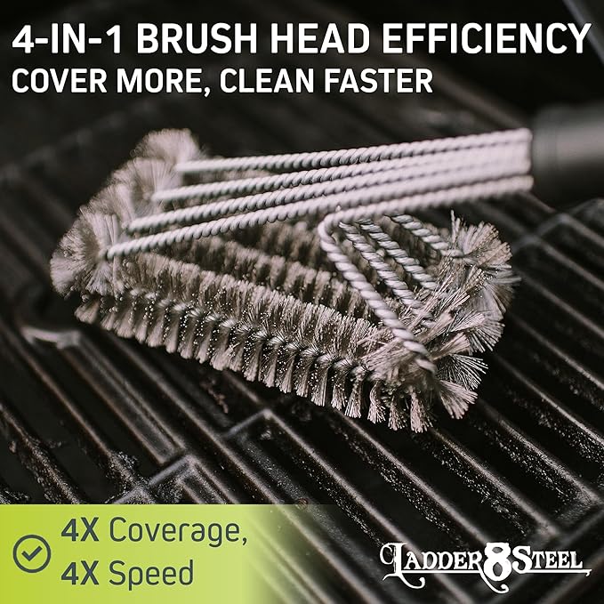 Heavy Duty Grill Brush for Outdoor Grill – Safe Grill Brush Designed by Firefighter | Barbecue Grill Brush & BBQ Brushes for Grill Cleaner | Durable & Safe for All Grates