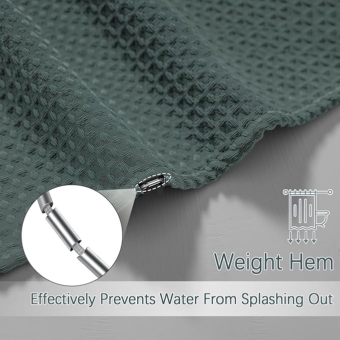 Stall Fabric Shower Curtain - Waffle Textured Small Heavy Duty Cloth Shower Curtains for Bathroom, 256GSM Narrow Hotel Spa Luxury Bath Curtain Set with 6 Hooks (36Wx72H, Stormy Weather)