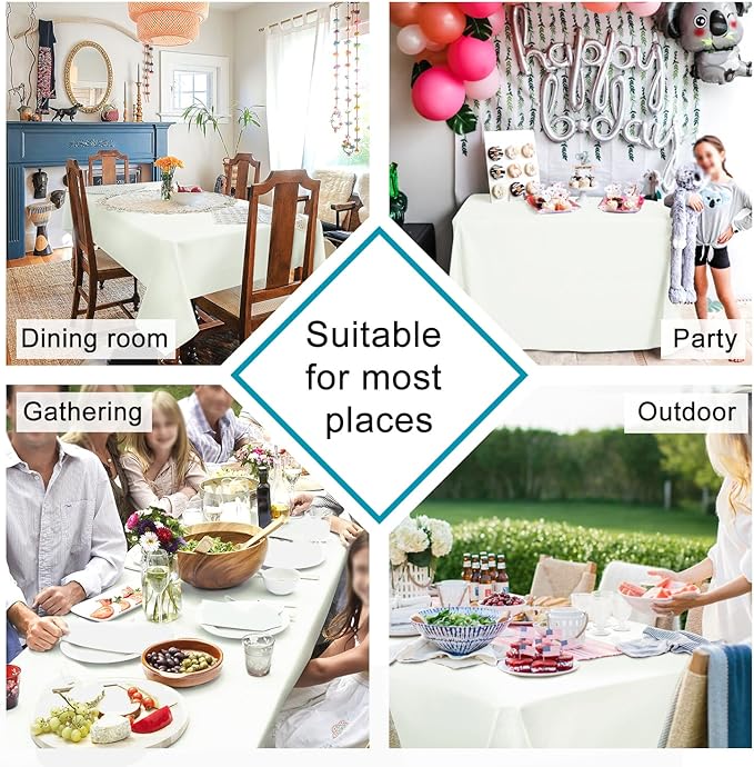 Hiasan Small Tablecloth for Square Tables - Waterproof and Spillproof Washable Fabric Table Cloth for Dining Room Kitchen Party (Ivory, 40 x 40 Inch)