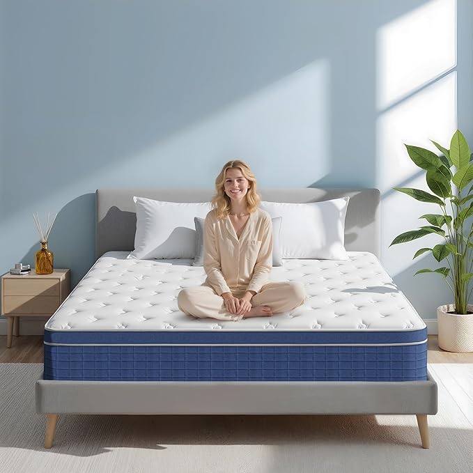 Full Size Mattress 12 Inch, Full Mattress in a Box, Hybrid Memory Foam Medium Firm Feel Individual Pocket Springs Matress, Breathable Fabric, Strong Edge Support, Fiberglass Free