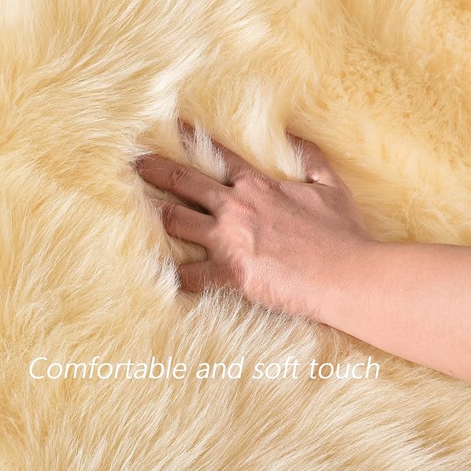 Latepis Yellow Round Rug for Living Room Faux Sheepskin Round Rugs 6ft Circle Fur Rugs for Bedroom Fuzzy Plush Rug Cute Home Décor