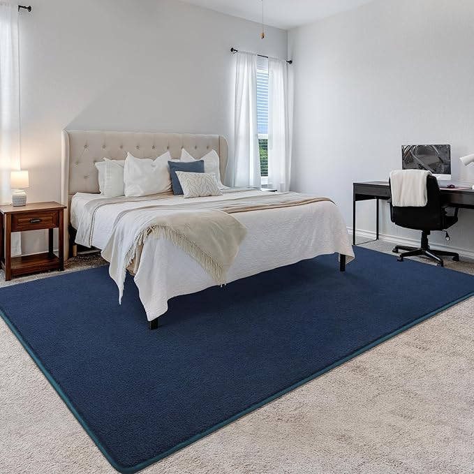 Soft Rugs for Living Room 5x7 Navy Blue, Minimalist Area Rug for Bedroom Nursery Dining Table Dorm, Throw Rugs for Men Boys Girls Kids Room Indoor Floor Carpets