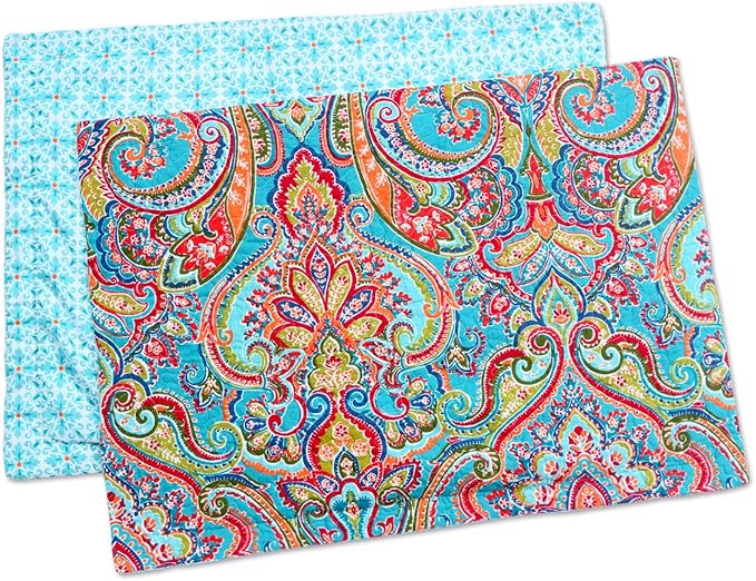 NEWLAKE Quilted Cotton Bed Pillowcases,European Gorgeous Floral Pattern, 2 Pieces, 20x36 Inch