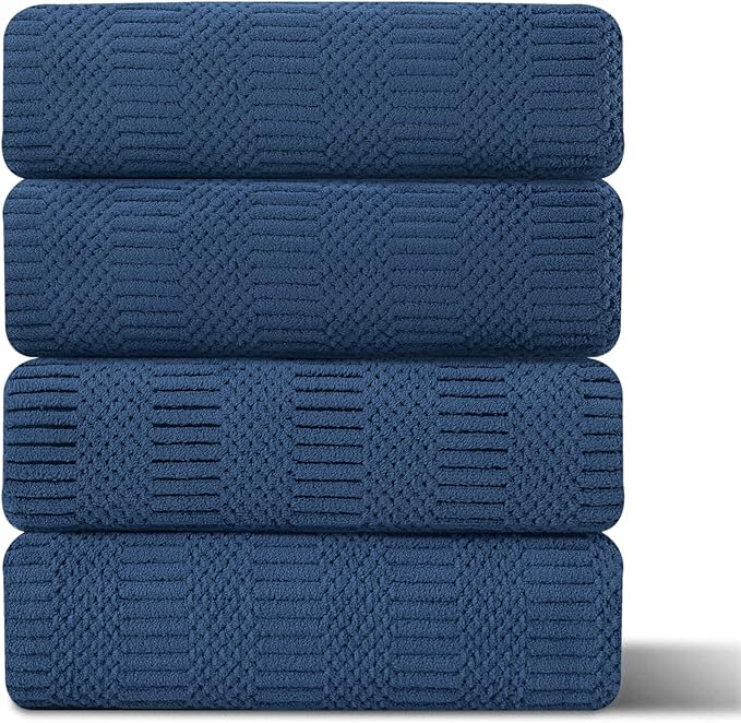 4 Piece Oversized Bath Towels Set 35x70 Inches, Navy Extra Large Soft Bath Sheet Chair Towels 600 GSM Highly Absorbent Quick Dry Towels Set for Bathroom Hotel Spa