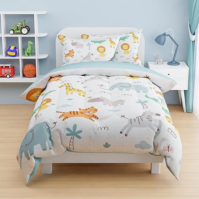 SANDJEST Animal Duvet Cover Sets Twin Size for Kids Boys Girls, Include 1 Polyester Comforter Cover 68x86 Inches and 1 Pillowcase 20x26 Inches, Comforter Not Included, Gift for Christmas Birthday