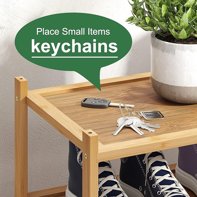 Long Shoe Rack, Bamboo Wood 3-Tier Shoe Rack for Entryway, Stackable | Foldable | Natural, Shoe Organizer for Hallway Closet, Free Standing Shoe Racks for Indoor Outdoor