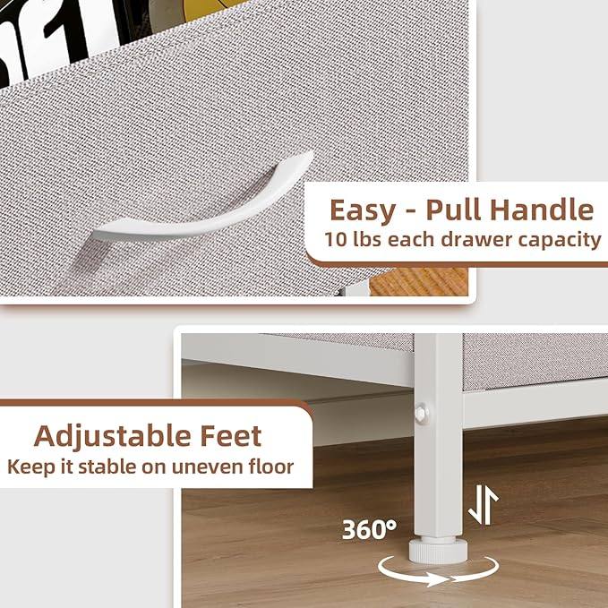 Somdot Tall Dresser for Bedroom with 6 Drawers and Side Pockets, Storage Organizer Chest of Drawers with Fabric Bins for Closet Bedside Nursery Living Room Entryway Hallway, Ash Grey