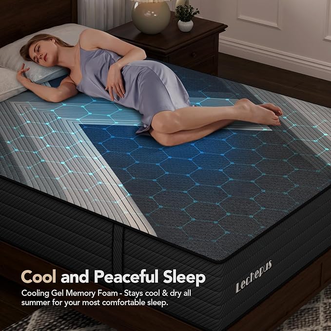 Queen Mattress 10 Inch,Lechepus 5-Zone Medium Firm Mattress with Lumbar & Shoulder Support, Hybrid for Pressure Relief,Edge Support & Motion Isolation, Fiberglass Free & CertiPUR-US