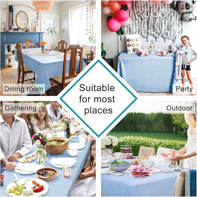 Hiasan Rectangle Tablecloth Dusty Blue - Wrinkle Resistant and Waterproof Washable Polyester Fabric Table Cloth for Dining Party and Outdoor Use, 30 x 60 Inch