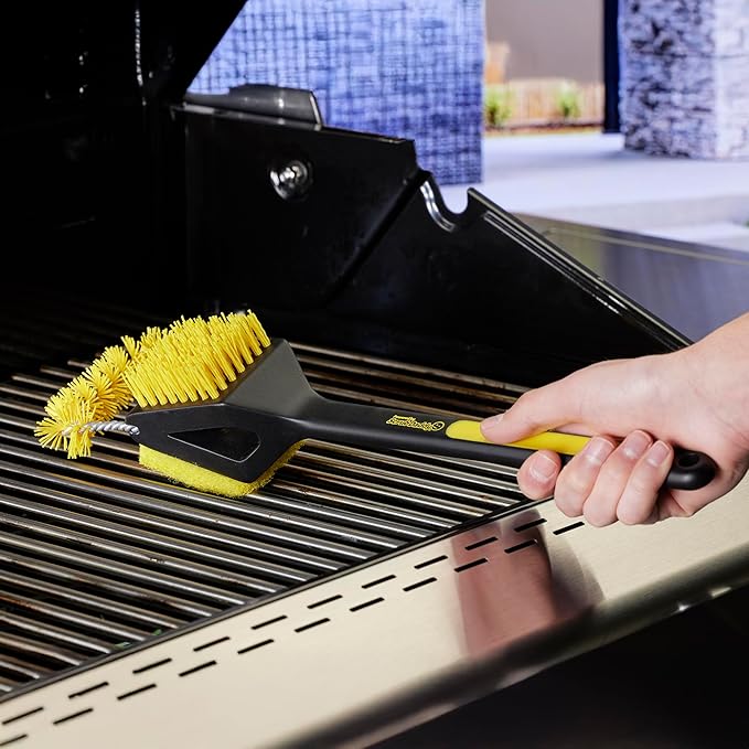Mr. Bar-B-Q Triple Action Grill Brush Powered by Scrub Daddy