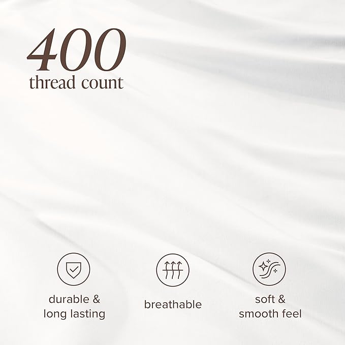 Bare Home 100% Organic Cotton Sateen Duvet Cover Set - 400 Thread Count - Smooth Sateen Weave - Warm & Luxurious - Duvet Cover (King/Cal King, White)