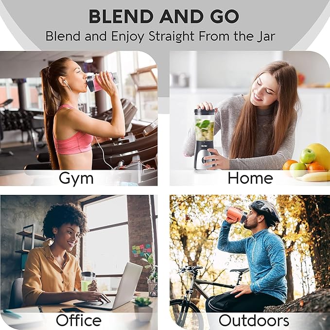 Mueller Smoothie Blender for Smoothies - Personal Blender for Shakes, Frozen Drinks, Baby Food & More, 15oz Travel Cup and Lid, Durable Stainless Steel Blades for Powerful Blending Performance
