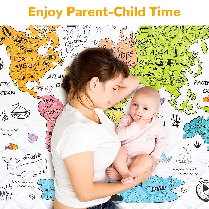 Baby Play Mat for Floor 50 * 50 inch, Extra Thick Soft Cushioning Foam Mat for Kids, Non Slip & Washable Crawling Mat for Toddler, Padded Play Mat for Baby Tummy Time