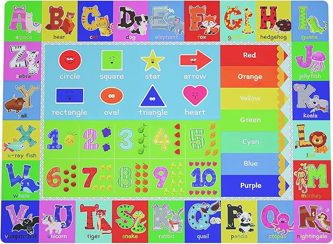 Baby Play Mat for Floor, Non-Slip Playmat for Toddlers & Infants, Extra Thick Large Padded Educational ABC Kids Rug for Crawling & Playing Super Soft Plush Surface to Keep Safe(60"x80")
