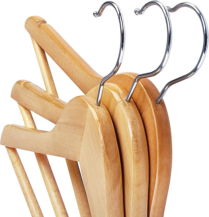 Utopia Home Premium Wooden Hangers 20 Pack - Durable & Slim Coat Hanger - Suit Hanger with 360-Degree Rotatable Hook - Wood Hangers with Shoulder Grooves (Natural Color)