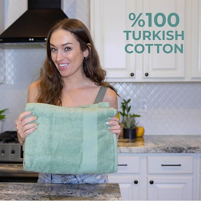 TEXTILOM 100% Turkish Cotton Oversized Luxury Bath Sheets, Jumbo & Extra Large Bath Towels Sheet for Bathroom and Shower with Maximum Softness & Absorbent (40 x 80 inches)- Green