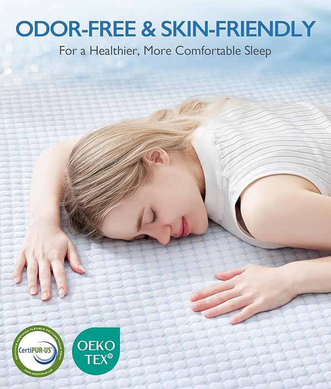 SINWEEK 3 Inch King Cooling Memory Foam Mattress Topper for Pressure Relief, Thick Bed Mattress Pad with Cooling Soft Cover and Adjustable Straps, CertiPUR-US Certified