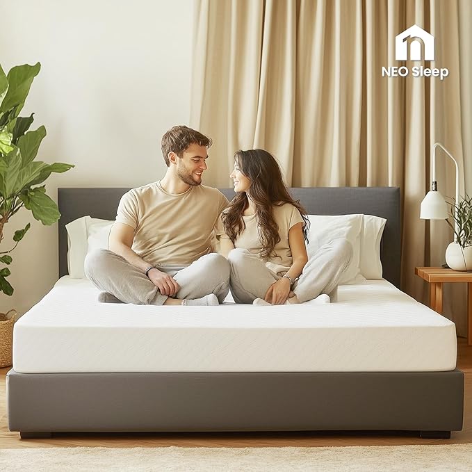 Neo Sleep 8 Inch Cal King Cooling Gel Memory Foam Mattress Medium Firm CertiPUR-US Certified Foam, Mattress in a Box Enhanced Pressure Relief Removable Soft Cover No Fiberglass (California King, 8 in)