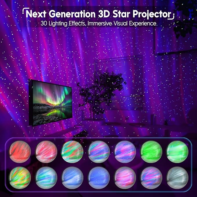 Rossetta Star Projector, Galaxy Projector LED Lights for Bedroom, Remote Control & White Noise, Night Light for Kids Room, Adults Home Theater, Party, Room Decor, Gift for Christmas, Birthday