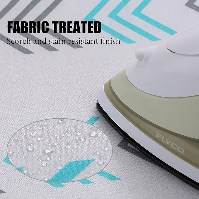 Thick Ironing Board Cover and Pad 15x54 Standard Size 4 Layers Padding with 2" Elastic, Stain Resistant & Durable Scorch, 2 Click Buckles for Smooth Iron and Easy Installation, Chevron Arrow