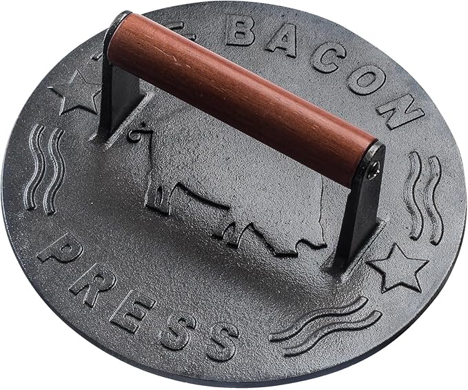 Heavy-Duty Cast Iron Burger Press 8.5 Inch Round Burger Smasher, Grill Press for Cooking Burgers, Bacon, Sandwiches, Steak, Ground Beef, Meats, Sausages, and So On