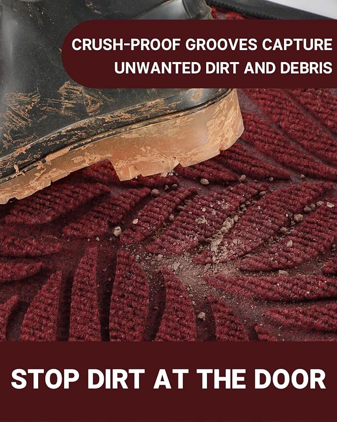 Yimobra Front Door Mat Outdoor Indoor, 29.5x17 All-Season Waterproof Welcome Mat, All-Weather Outside Entrance Mat, Non-Slip Patio Porch Doormat, Low Profile, Fade Resistant, Red