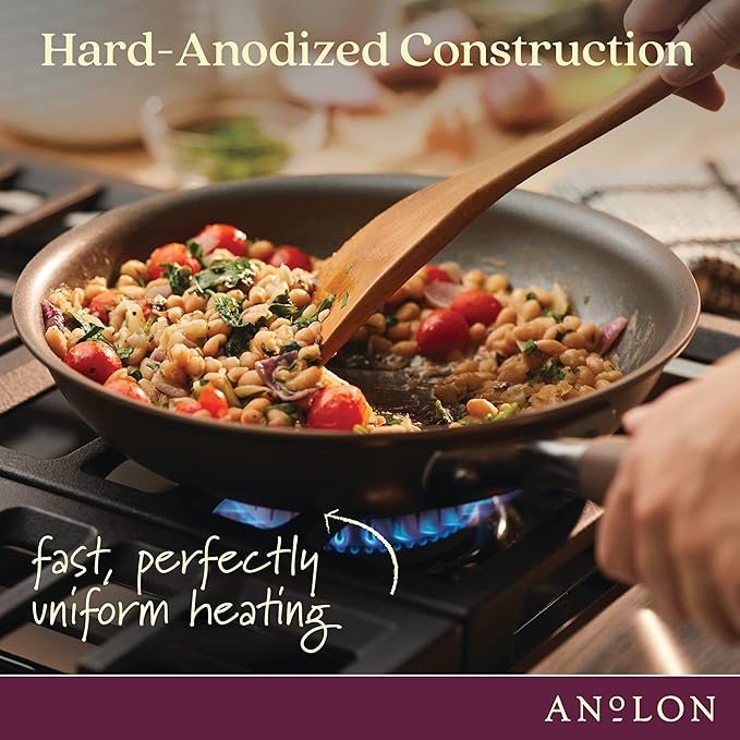Anolon Advanced Home Hard Anodized Nonstick Sauté Pan with Helper Handle and Lid, 5 Quart - Onyx