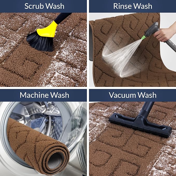Walensee Indoor Doormat, Front Door Mat for Entrance (36"x59" Brown) Machine Washable Entryway Rug, Non Slip Trapper Door Rugs Absorbent Dirt Low Profile Shoes Scraper Inside Floor Mats