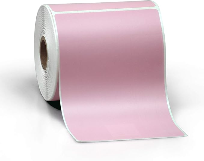 4" X 6" Direct Thermal Perforated Stickers Labels for Shipping Labels, Inventory, and Color Coding - Compatible with Zebra, Rollo, Godex and More (Pink, 6 Rolls)