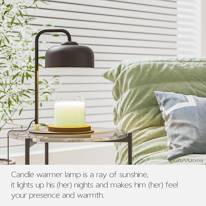 Candle Warmer Lamp with Timer, Electric Candle Warmer Lamp for Jar Candles, Home Decor Gift Candle Lamp Warmer with 2 Halogen Bulbs (Black)