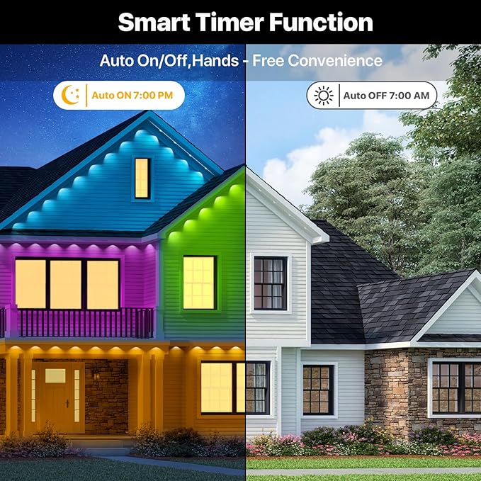 Permanent Outdoor Lights, 50FT RGB+IC LED Lights with Smart APP & Remote Control, 72 Scene Modes, Waterproof IP65 for Holiday, Christmas, Yard Decorations(Extension Cord Not Included)