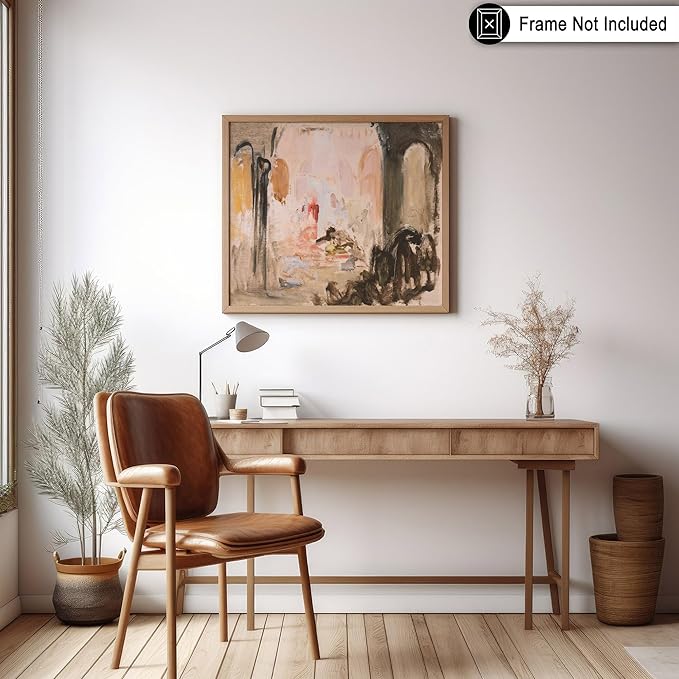 Poster Master Vintage Abstract Print - Retro City Landscape Poster - Modern Art - Moody Painting - Farmhouse Wall Design - Aesthetic Art - Great Living Room or Office Decor - 8x10 UNFRAMED Wall Art