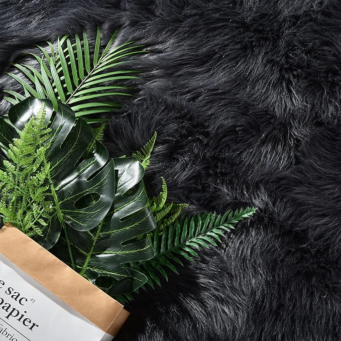 Latepis Dark Grey Round Area Rugs 8 ft Large Faux Sheepskin Fur Fluffy Washable Rug for Living Room Shag Soft Shaggy Rug for Bedroom Accent Room Carpet
