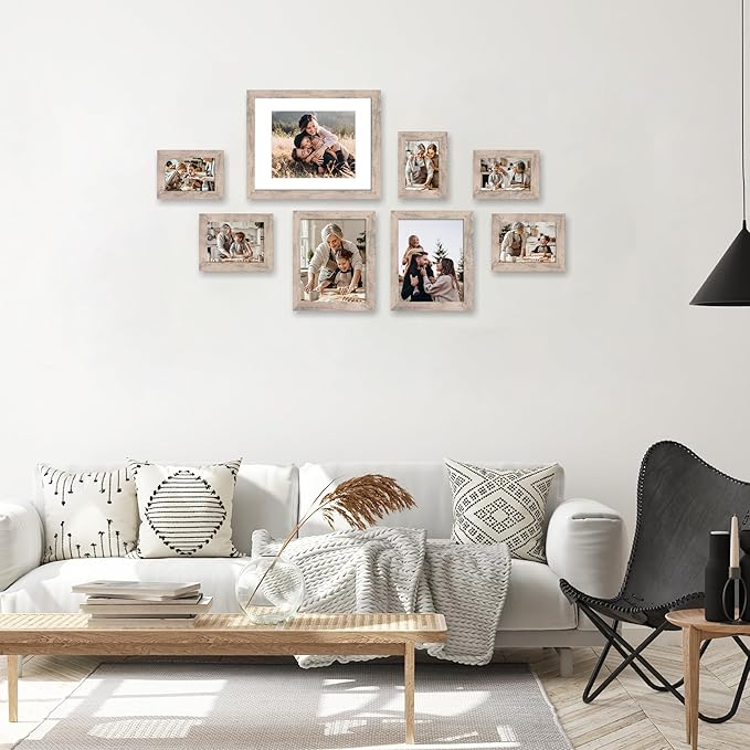 8x10 Picture Frame Set of 4, Smoke Gray Frame with High Definition Real Glass, 8 x 10 Photo Frame for Tabletop Display and Wall Mounting