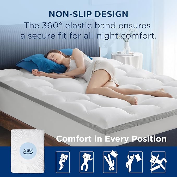 Bedsure Full Size Mattress Topper - Pillow Top Full Size Mattress Protector with 8-21 Inches Deep Pocket, 800 GSM Extra Thick Waterproof Bed Pad Fitted, Soft Bed Cover for Home, Bedroom, Hotel - White